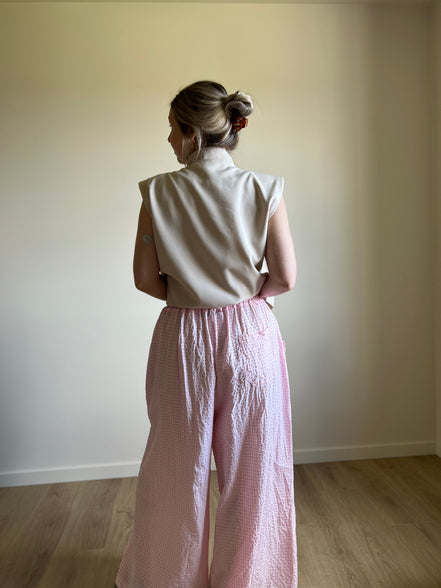 Beige Sleeveless Blazer