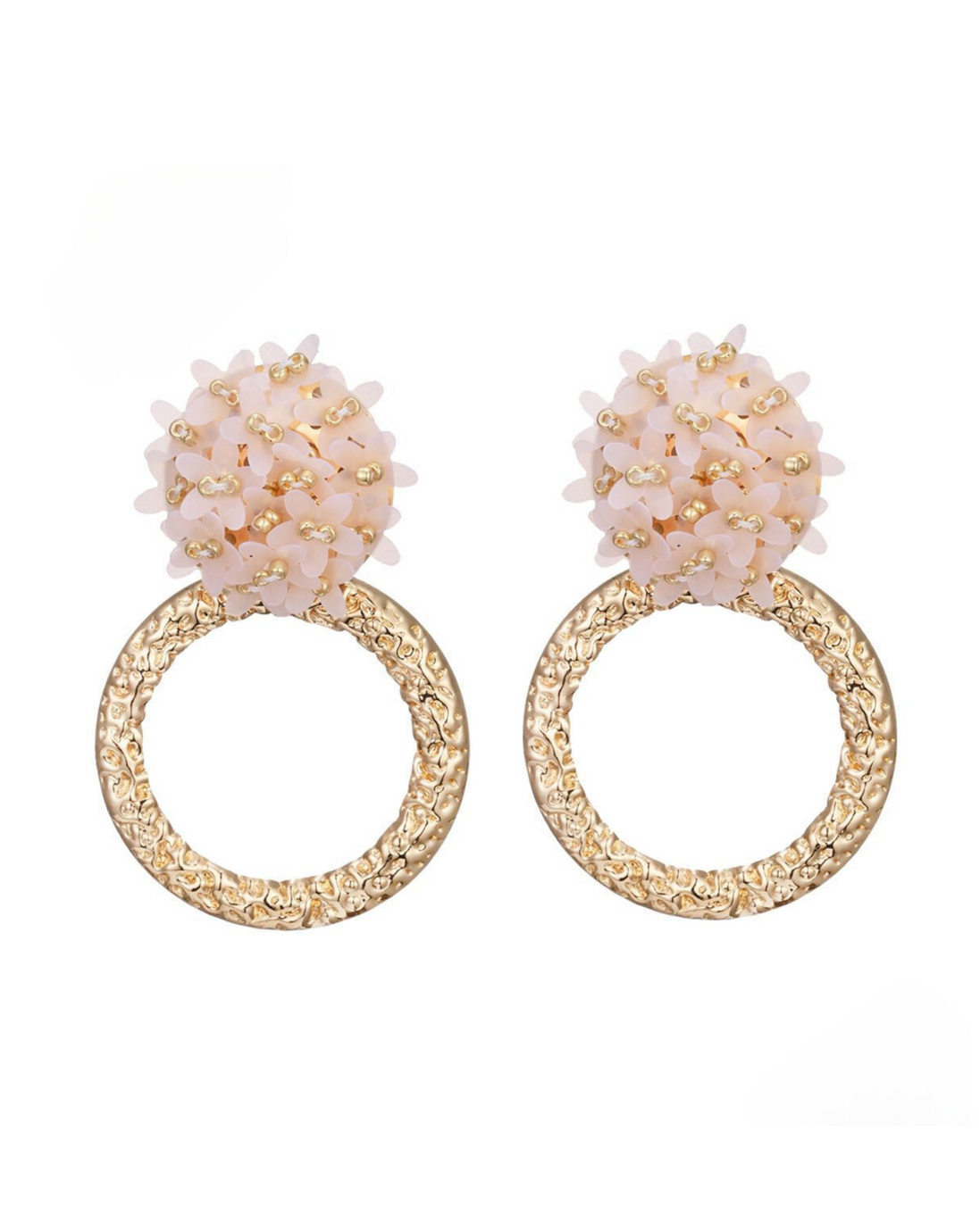 Oorbellen bloem roze/ goud