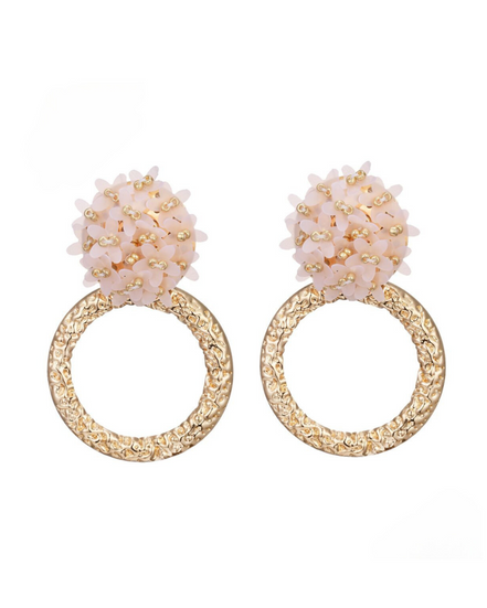 Oorbellen bloem roze/ goud