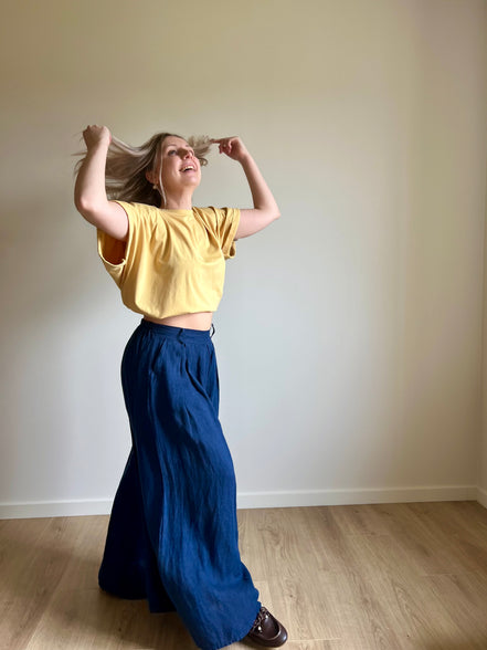 Wide linen pants marine