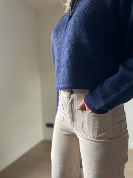 Cropped wijde broek beige