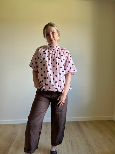 Polka Dot Blouse pink / brown