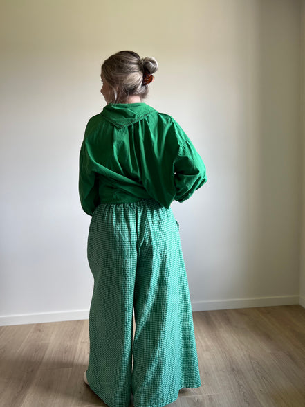 Vichy wide pants green