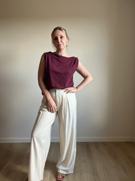 Twisted Shoulder Top - Bordeaux