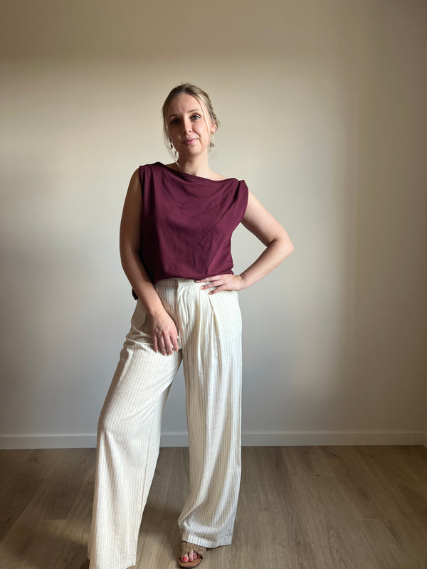 Twisted Shoulder Top - Bordeaux