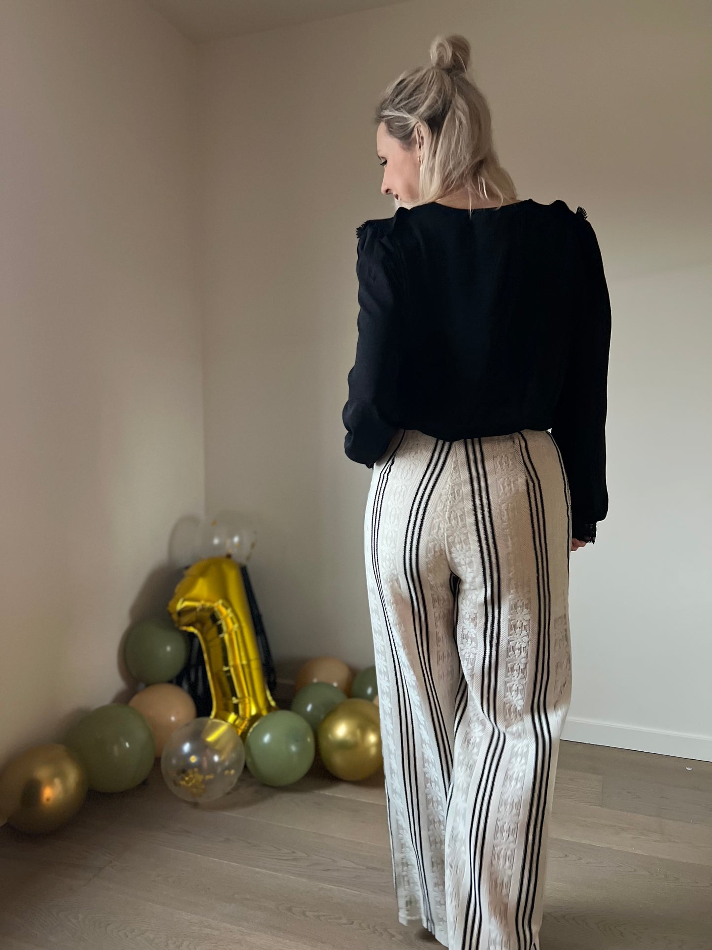 Striped lace pants