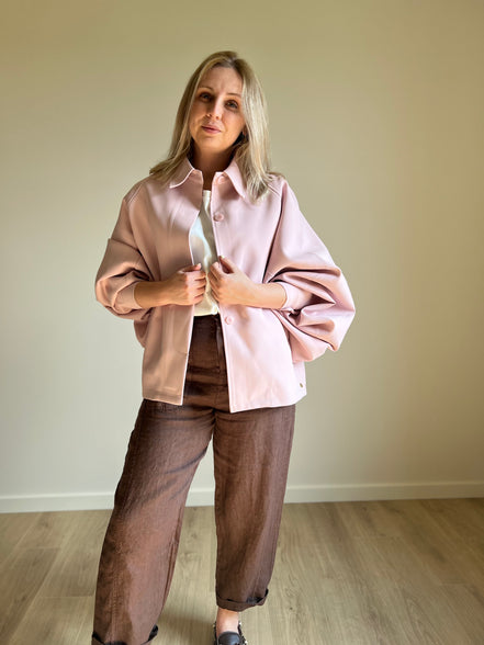 Barrel linen pants moka