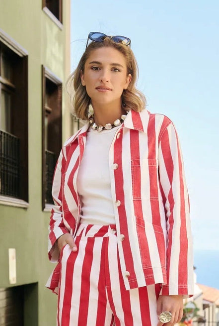 Red striped jacket
