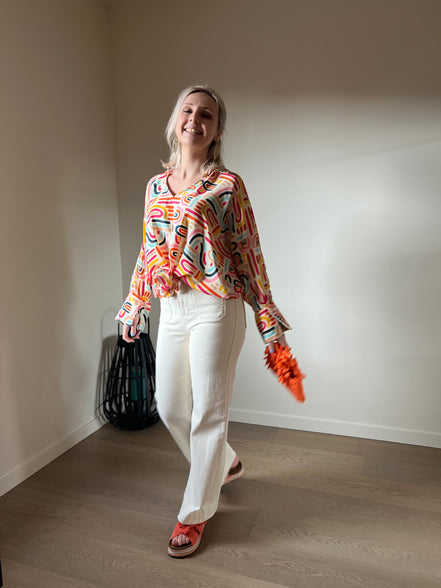 Louise cropped flaire broek ecru