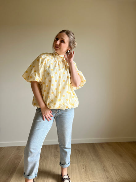 Polka Dot Blouse yellow / beige