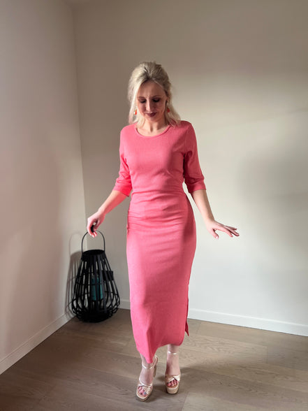 Coral ribbed dress