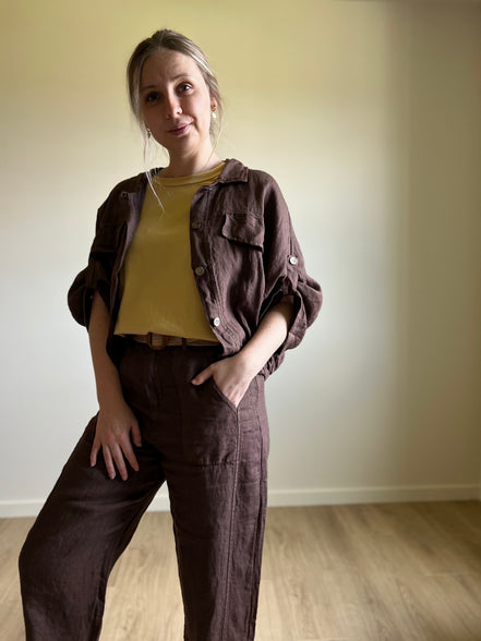 Linen jacket moka
