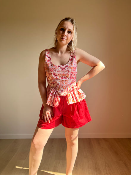 Drawstring Shorts – Cherry Red