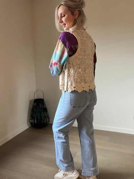 Crochet gilet beige