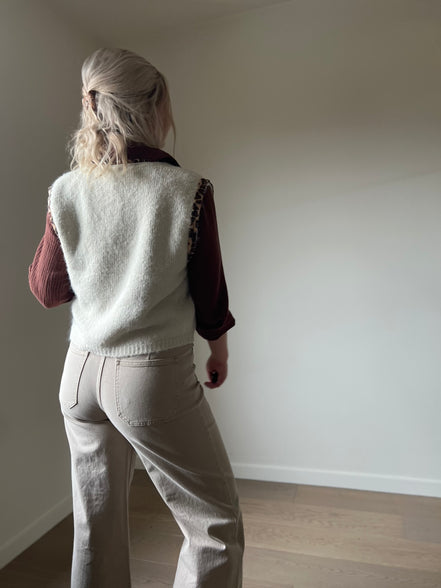 Cropped wijde broek beige