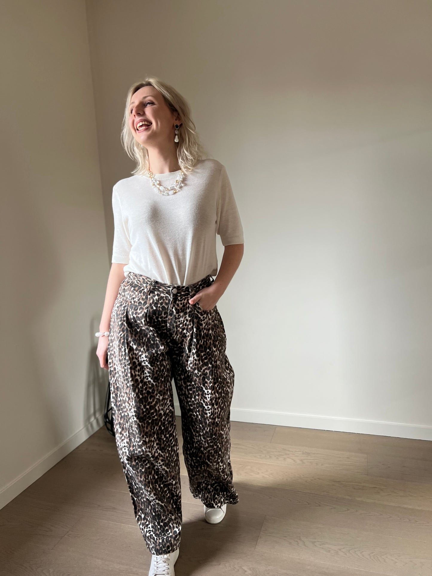 Leopard wide pants