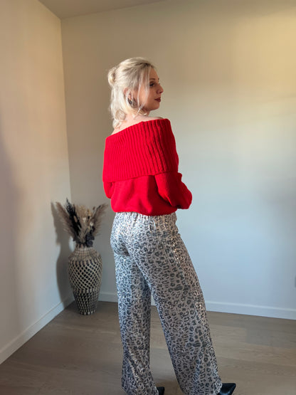 Red off-shoulder knit