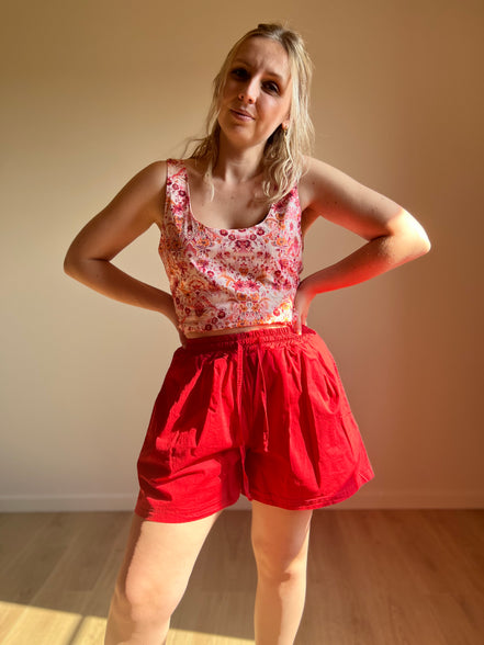 Drawstring Shorts – Cherry Red