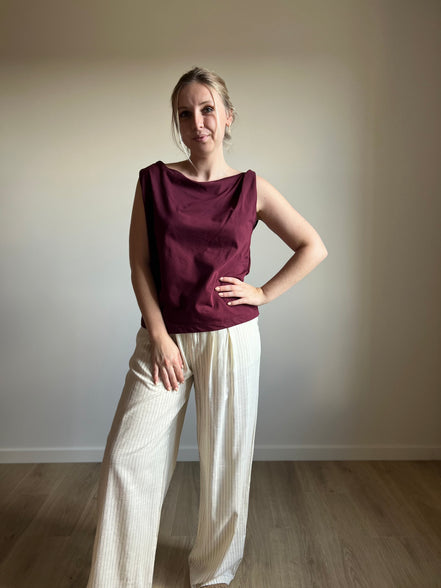 Twisted Shoulder Top - Bordeaux
