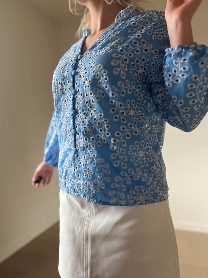 Broderie shirt blue