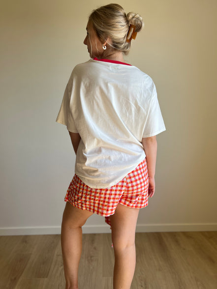 Vichy bow skort red/orange