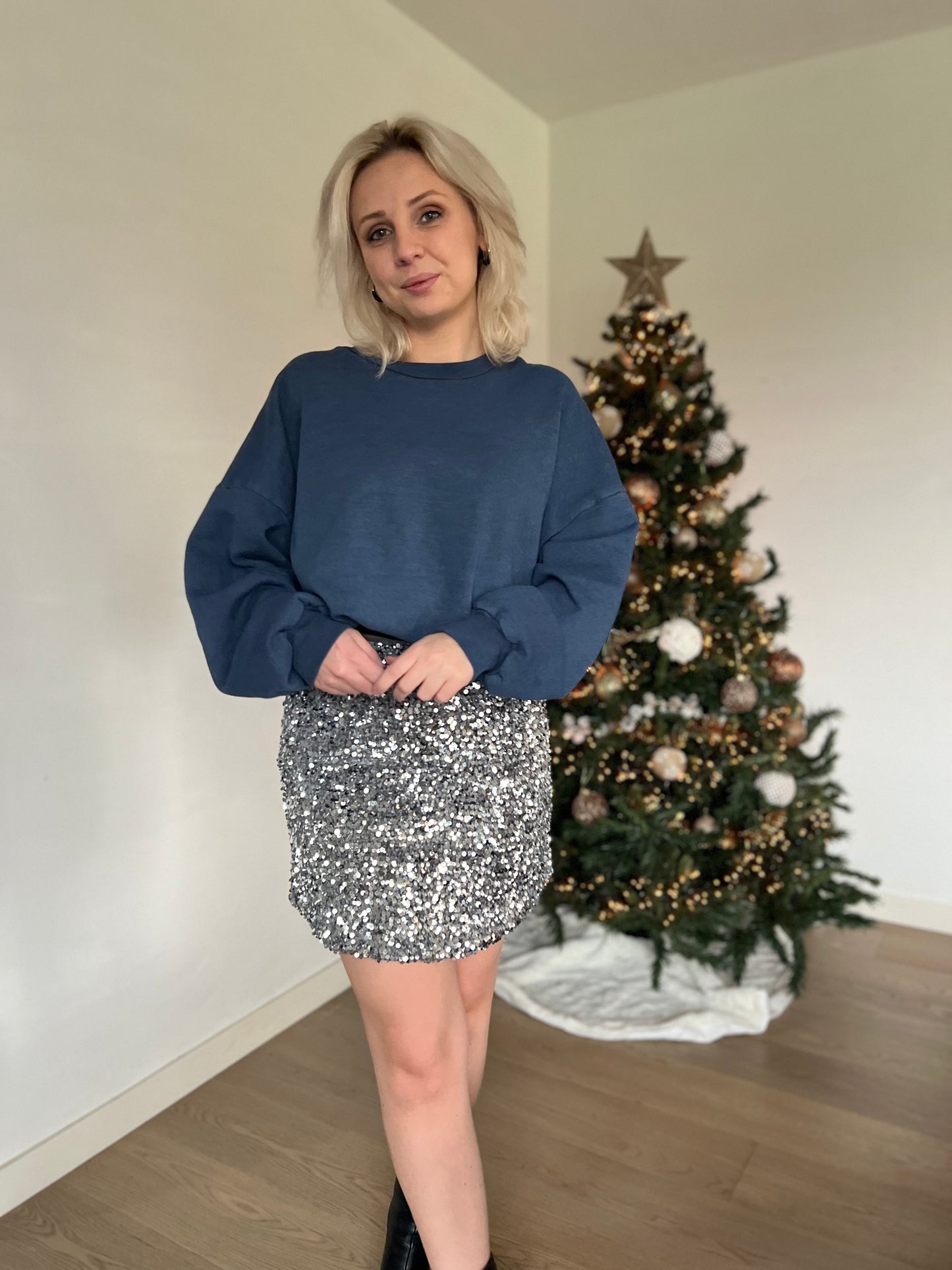 Sequin skirt grey