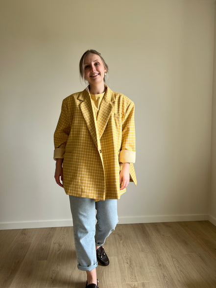Oversized Checked Blazer yellow
