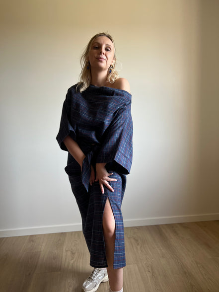 Carreaux skirt blue