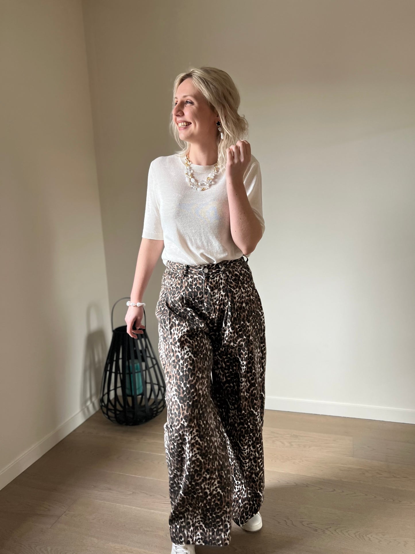 Leopard wide pants