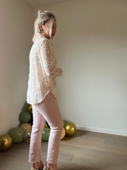 Lace shirt beige