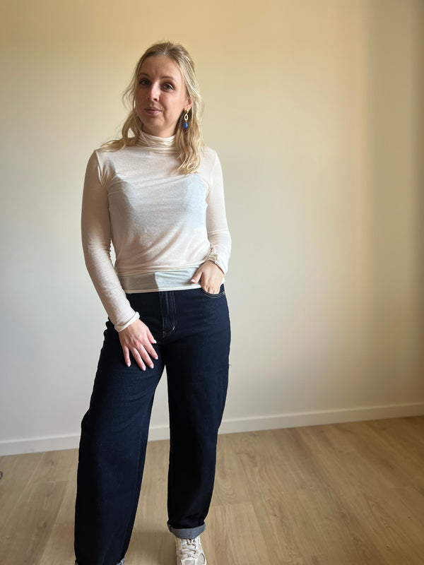 Turtleneck top cream