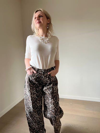 Leopard wide pants