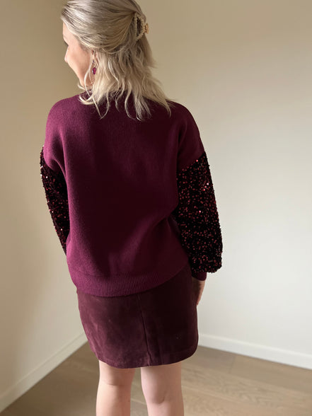 Suede skort burgundy