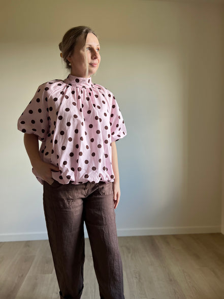 Polka Dot Blouse pink / brown