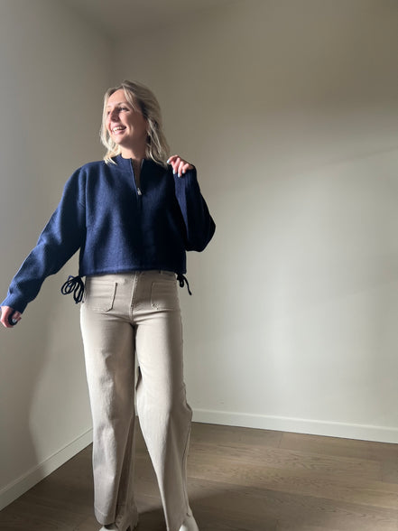 Cropped wijde broek beige