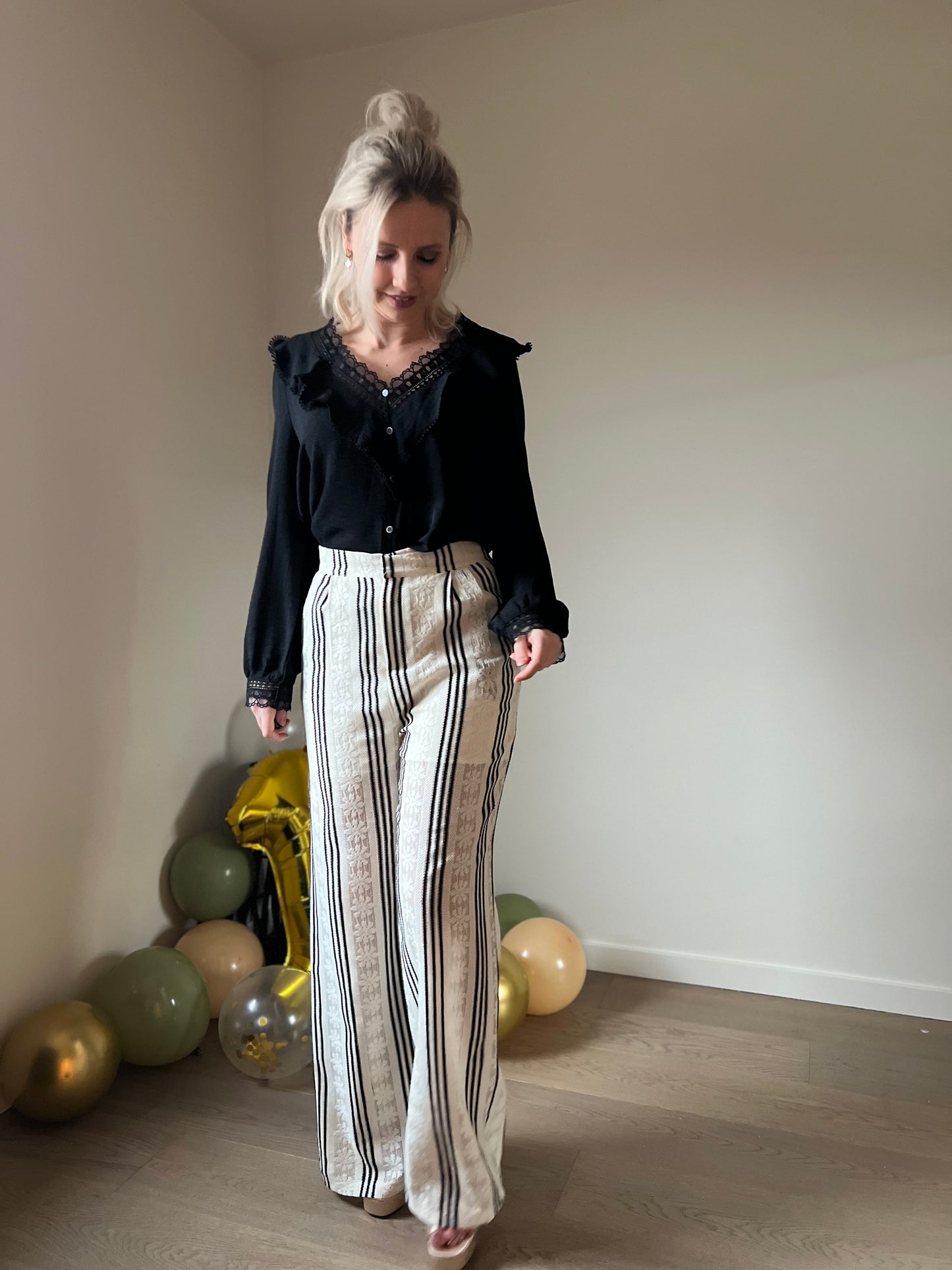 Striped lace pants