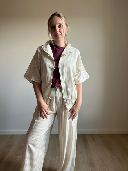 Kyoto Pinstripe Set – Cream