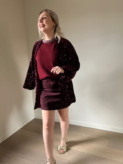 Sequin cardigan burgundy