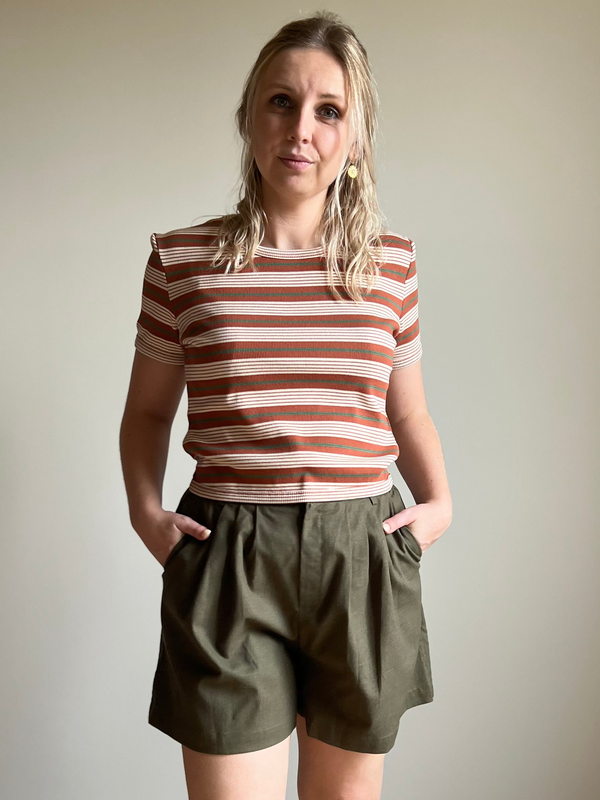 Striped rib tee - rust