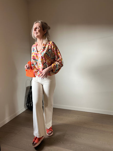 Louise cropped flaire broek ecru