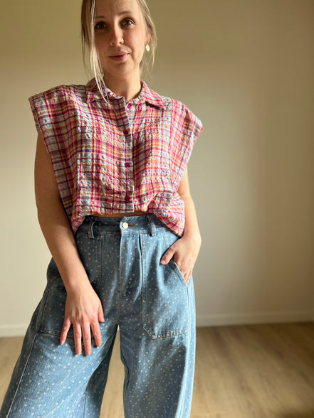 Barrel jeans polka dot