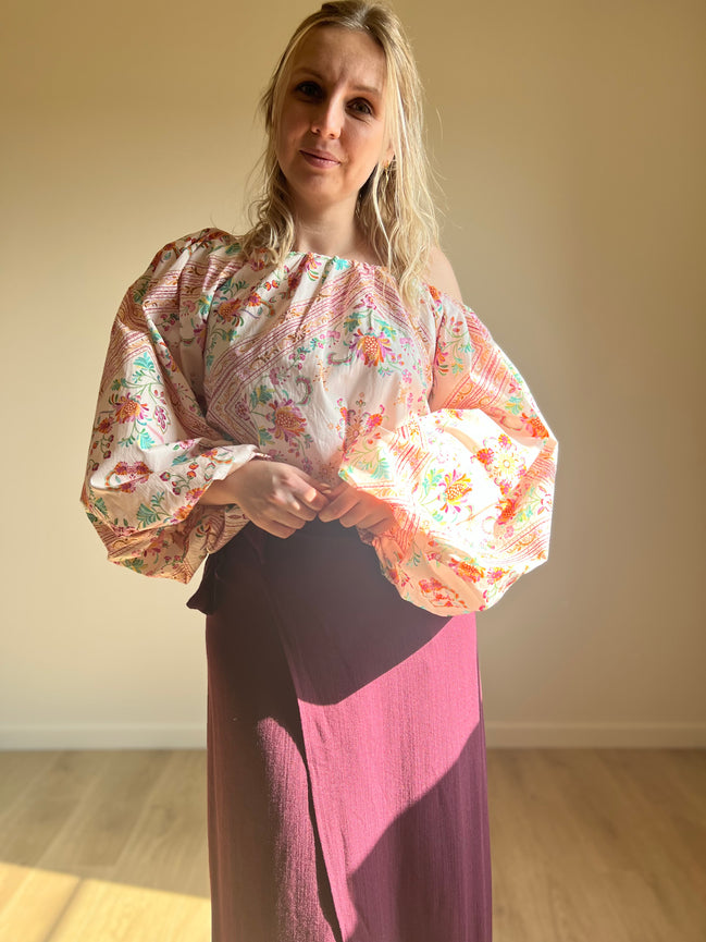 Balloon Sleeve Blouse – Pink Floral