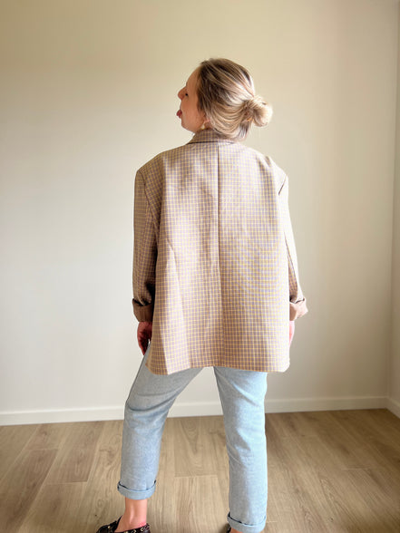 Oversized Checked Blazer taupe / yellow