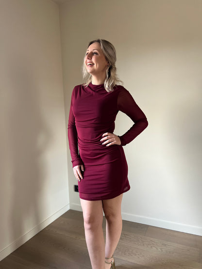 Burgundy mesh dress