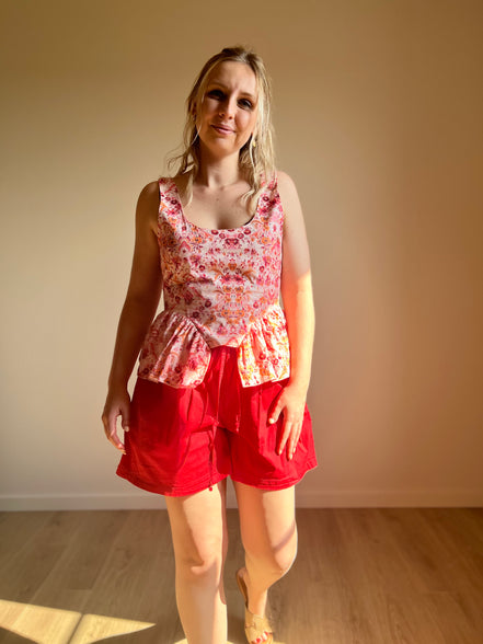 Drawstring Shorts – Cherry Red