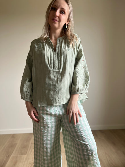 Embroidered cotton blouse