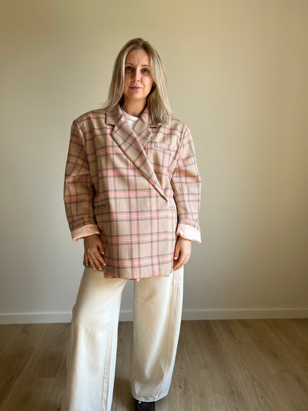 Oversized Blazer beige / pink