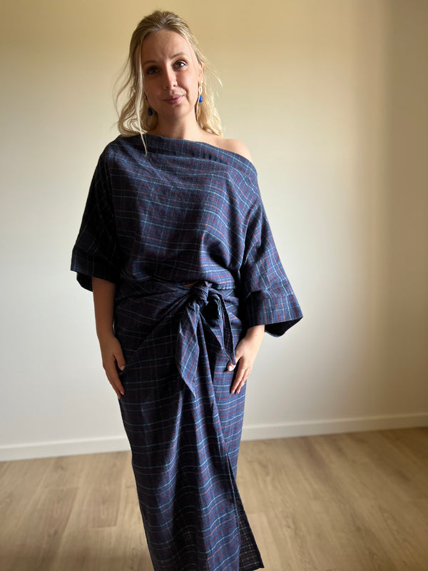 Carreaux cropped shirt blue