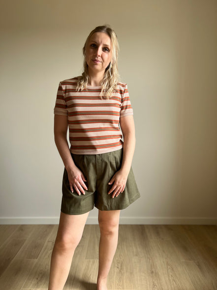 Striped rib tee - rust
