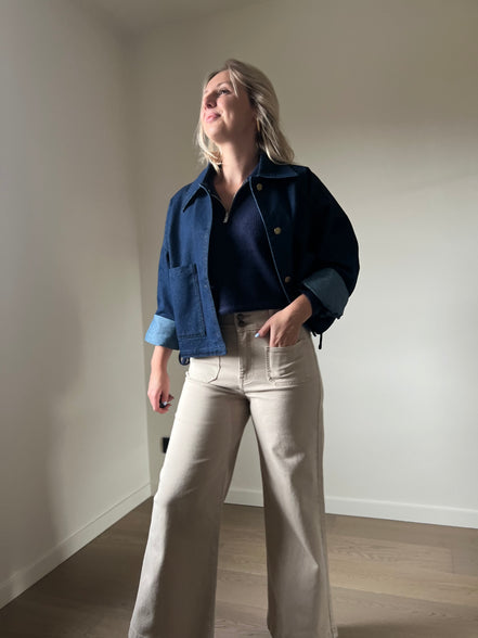 Cropped wijde broek beige